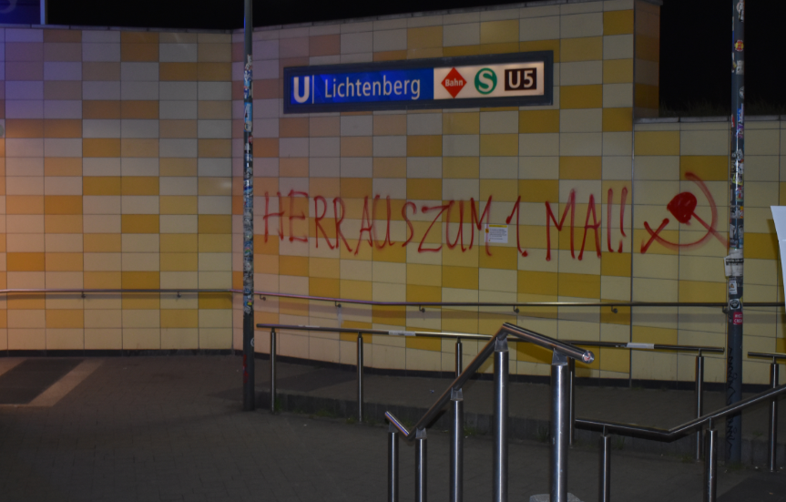 Malung in Berlin Lichtenberg zur Mobilisation zum ersten Mai