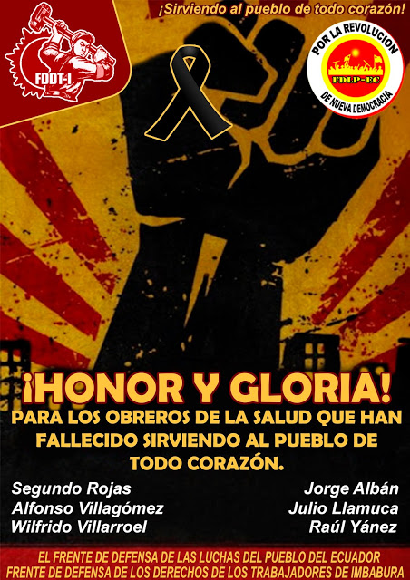 HONOR Y GLORIA PARA LOS OBREROS DE LA SALUD QUE HAN FALLECIDO SIRVIENDO AL PUEBLO DE TODO CORAZÓN FDLP EC 2020